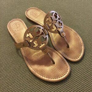 Tory Burch Gold Miller Sandals Sz 8